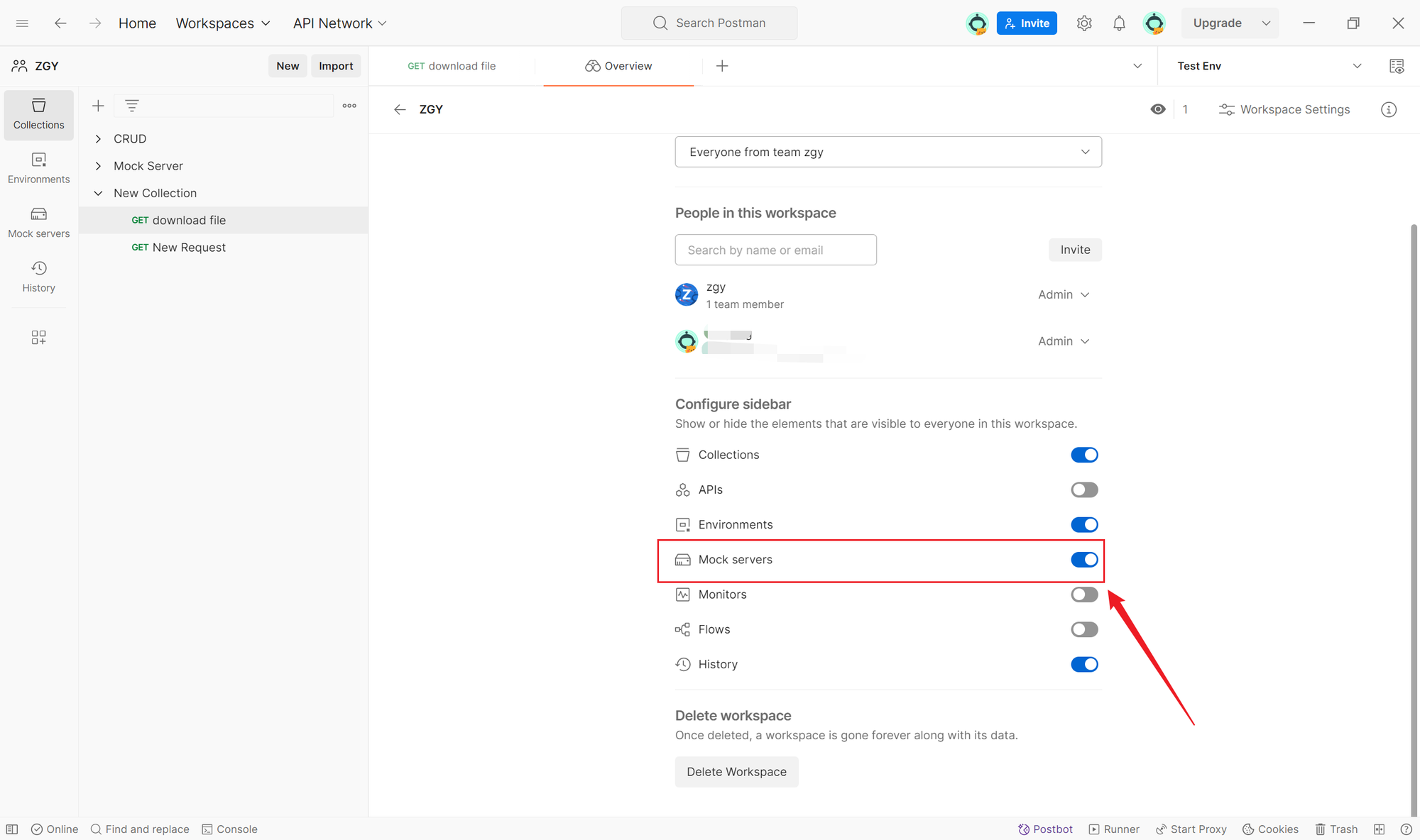 enable and utilize the Mock server in Postman