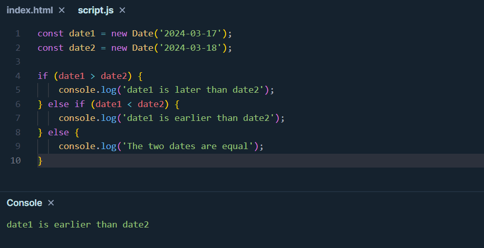 compare date sizes in JavaScript