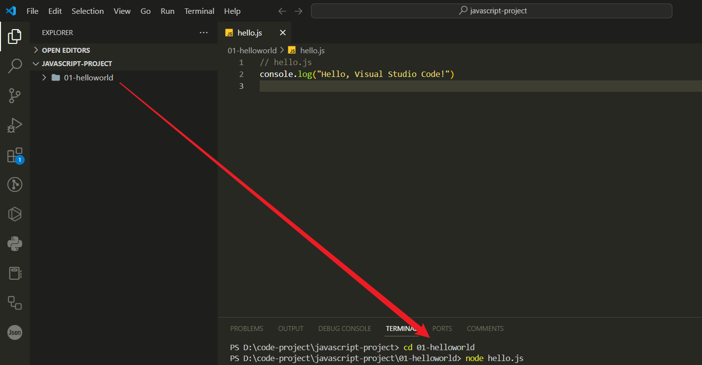Run a JavaScript File in Visual Studio Code