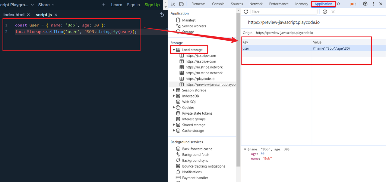 store objects in localstorage in JavaScript