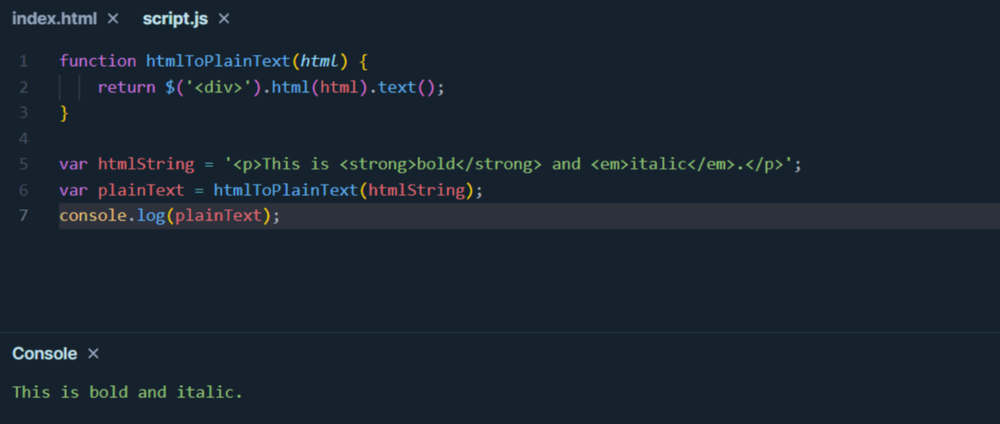 How to convert HTML to plain text using JavaScript?