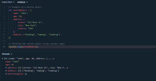 How to Print Nested Object in JavaScript？
